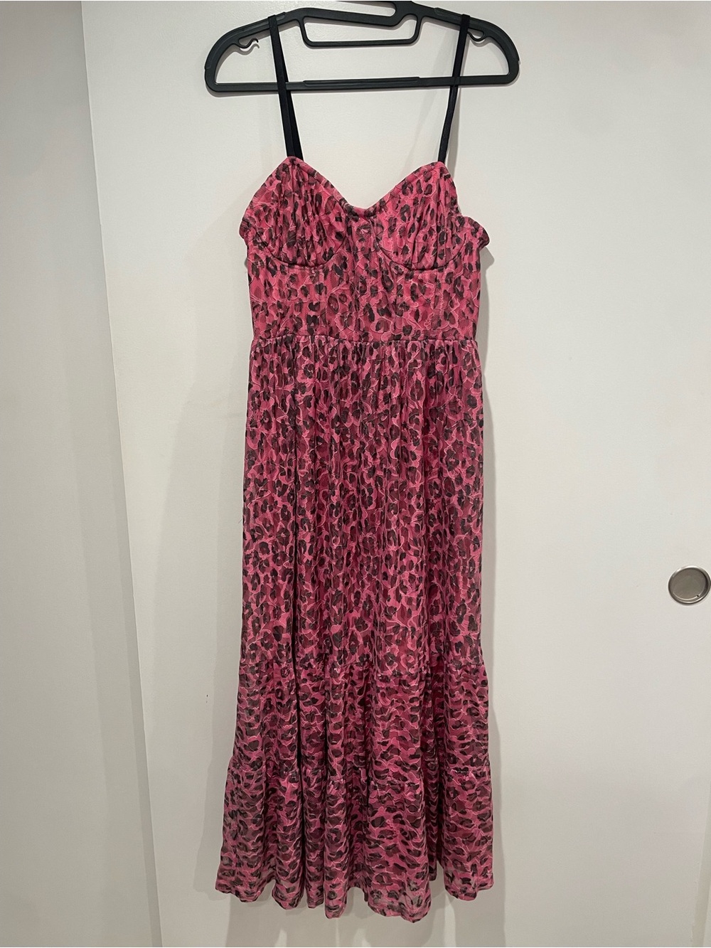 Pink Leopard Print Midi Dress by Betsey Johnson